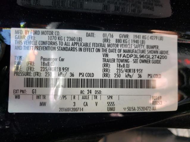 Photo 10 from auction – 2016 FORD FOCUS ST with VIN 1FADP3L96GL274200