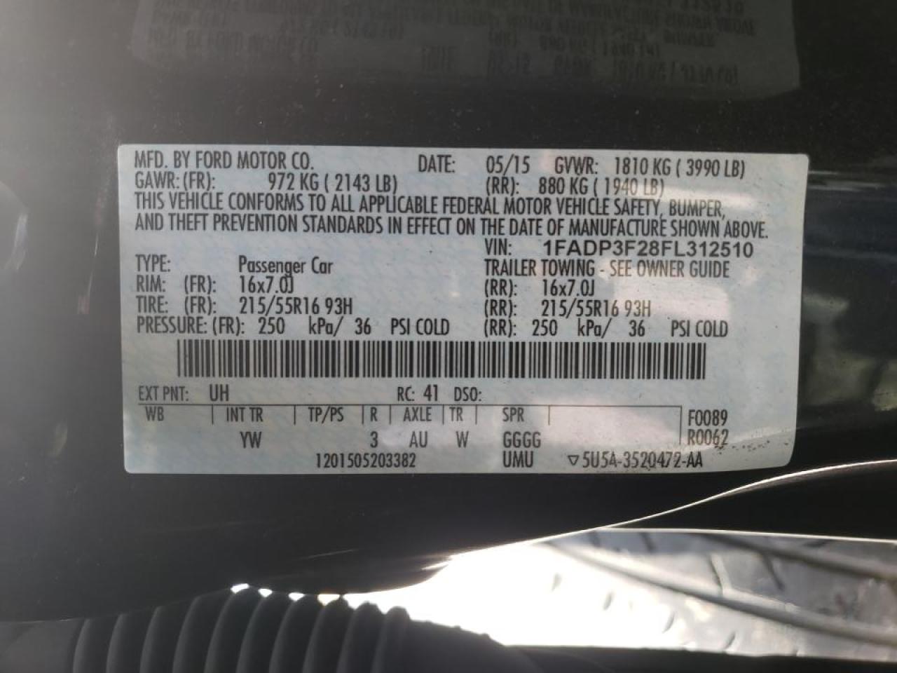 Photo 10 from auction – 2015 FORD FOCUS SE with VIN 1FADP3F28FL312510