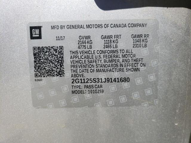 Photo 10 from auction – 2018 CHEVROLET IMPALA PRE with VIN 2G1125S31J9141680