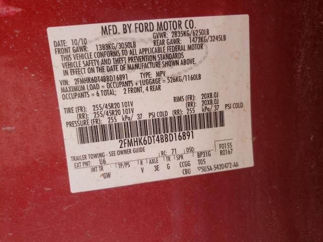 Photo 10 from auction – 2011 FORD FLEX LIMIT with VIN 2FMHK6DT4BBD16891