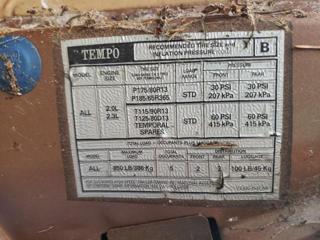 FORD TEMPO GLX 1984 with VIN 2FABP20RXEB174250 - Photo from auction