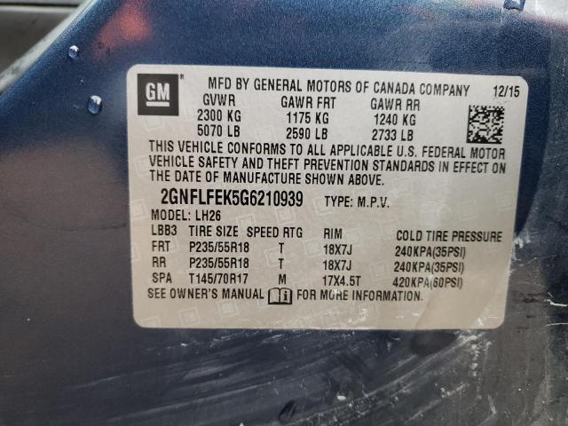 Photo 10 from auction – 2016 CHEVROLET EQUINOX LT with VIN 2GNFLFEK5G6210939