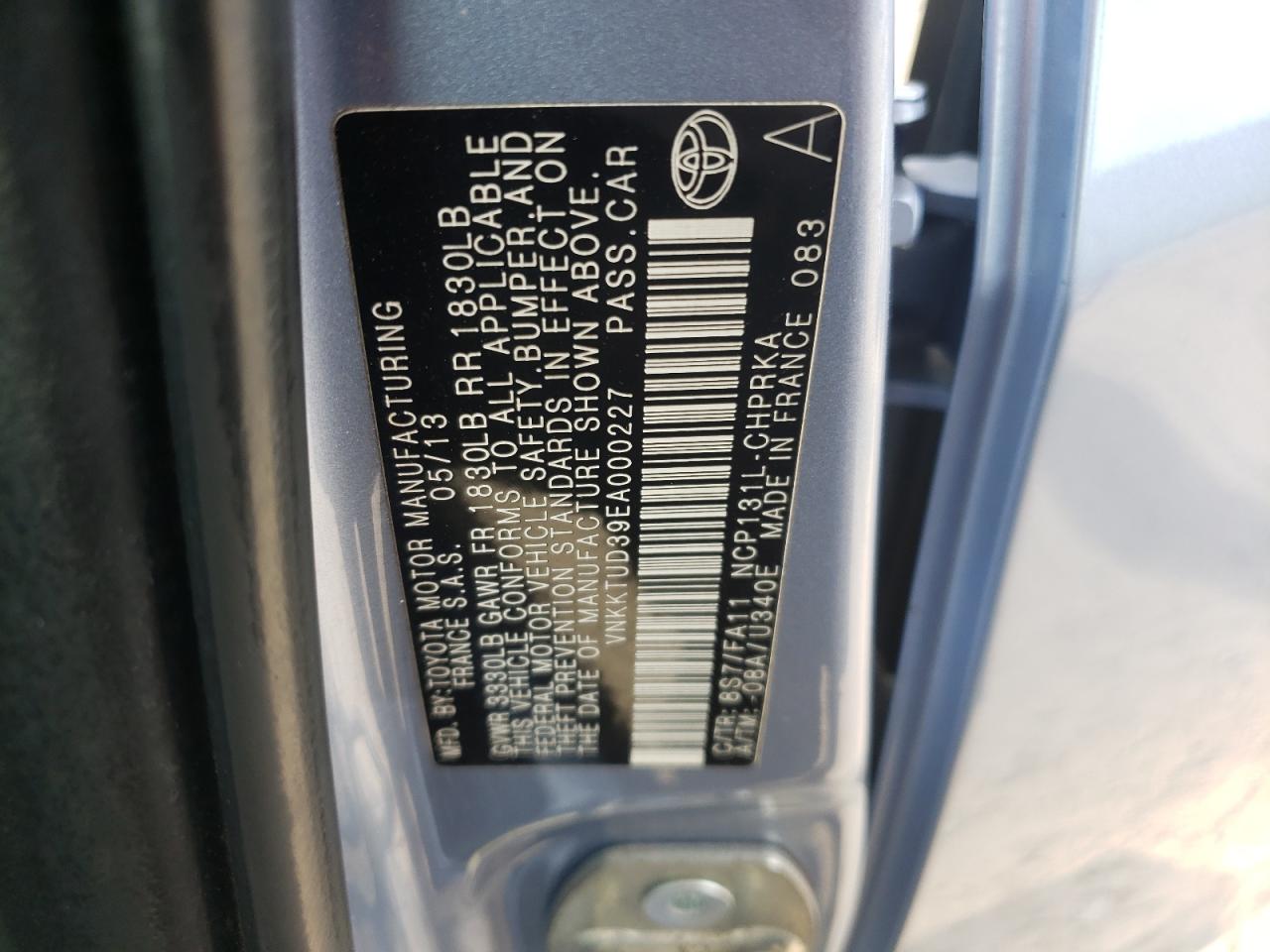 Photo 10 from auction – 2014 TOYOTA YARIS with VIN VNKKTUD39EA000227