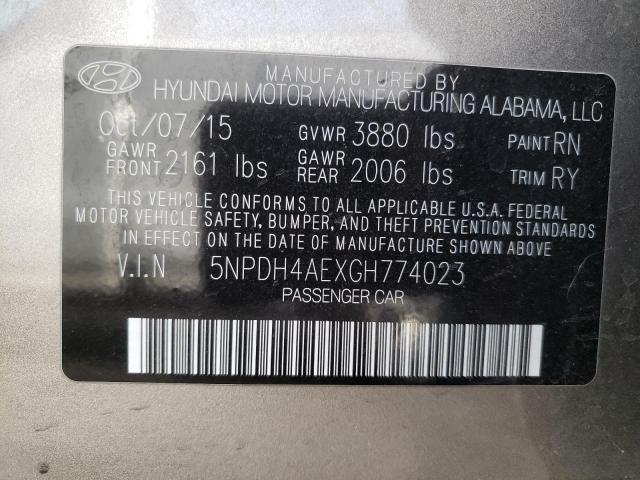 Photo 10 from auction – 2016 HYUNDAI ELANTRA SE with VIN 5NPDH4AEXGH774023