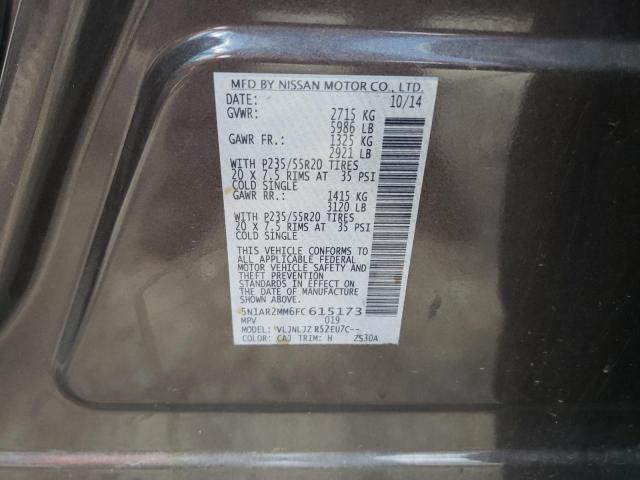 Photo 10 from auction – 2015 NISSAN PATHFINDER with VIN 5N1AR2MM6FC615173