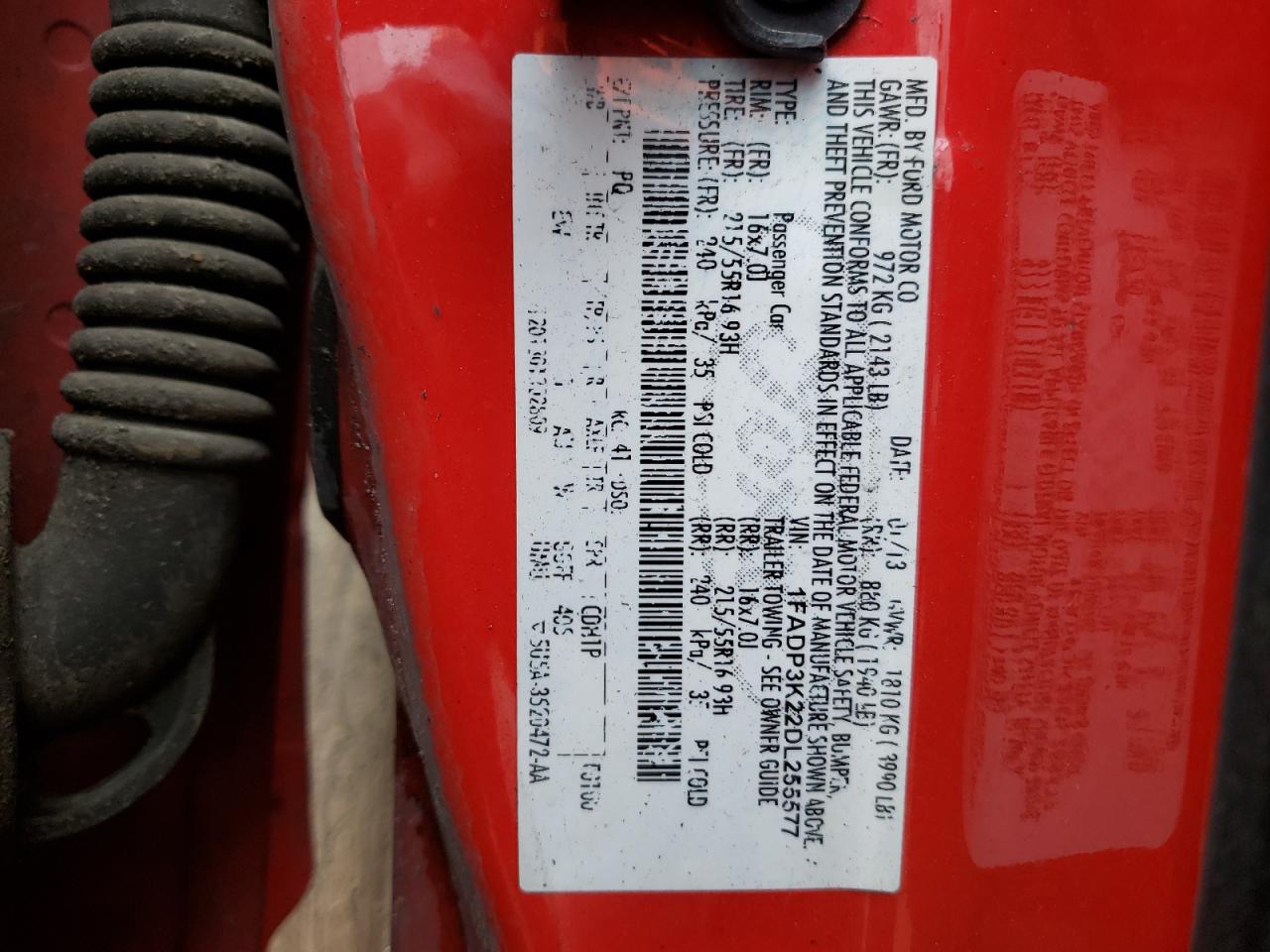 Photo 10 from auction – 2013 FORD FOCUS SE with VIN 1FADP3K22DL255577