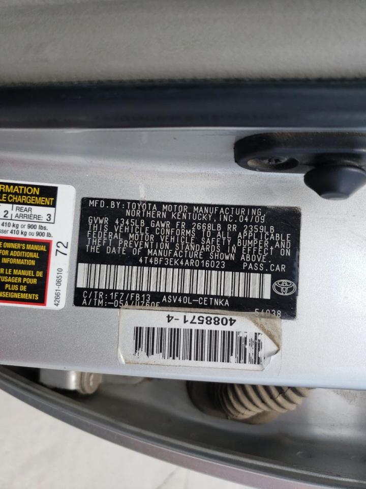 Photo 10 from auction – 2010 TOYOTA CAMRY BASE with VIN 4T4BF3EK4AR016023