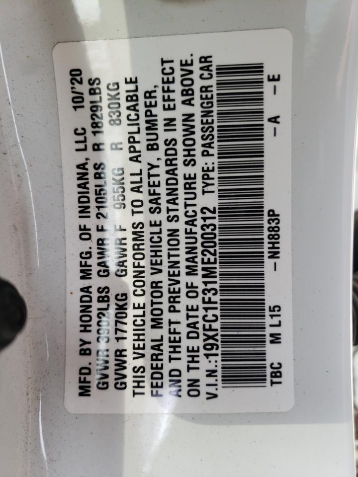 Photo 10 from auction – 2021 HONDA CIVIC EX with VIN 19XFC1F31ME200312
