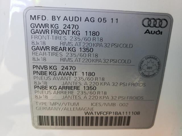Photo 10 from auction – 2011 AUDI Q5 PRESTIG with VIN WA1VFCFP1BA111108