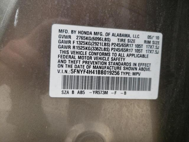 Photo 10 from auction – 2011 HONDA PILOT EX with VIN 5FNYF4H41BB019256