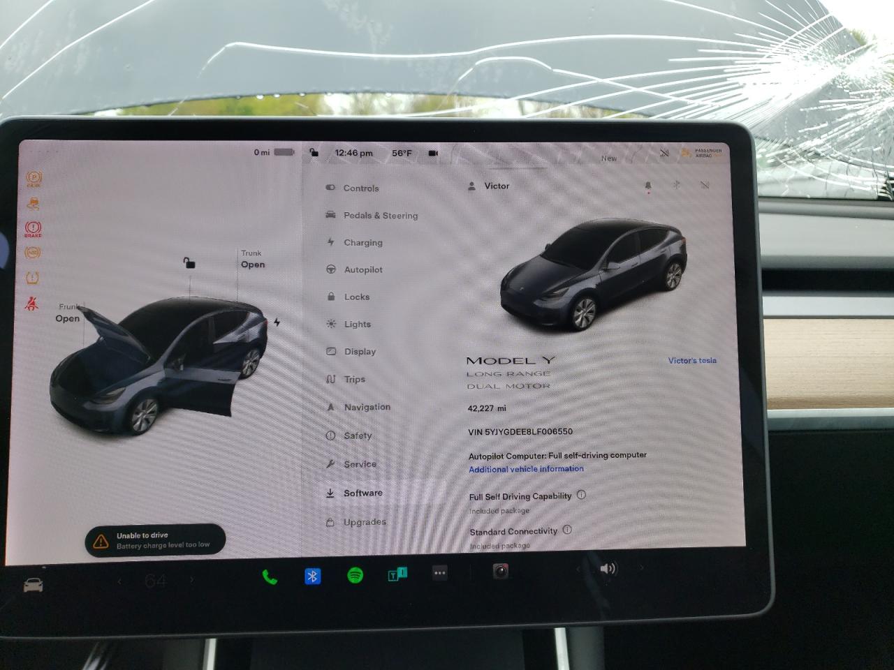 Photo 8 from auction – 2020 TESLA MODEL Y with VIN 5YJYGDEE8LF006550
