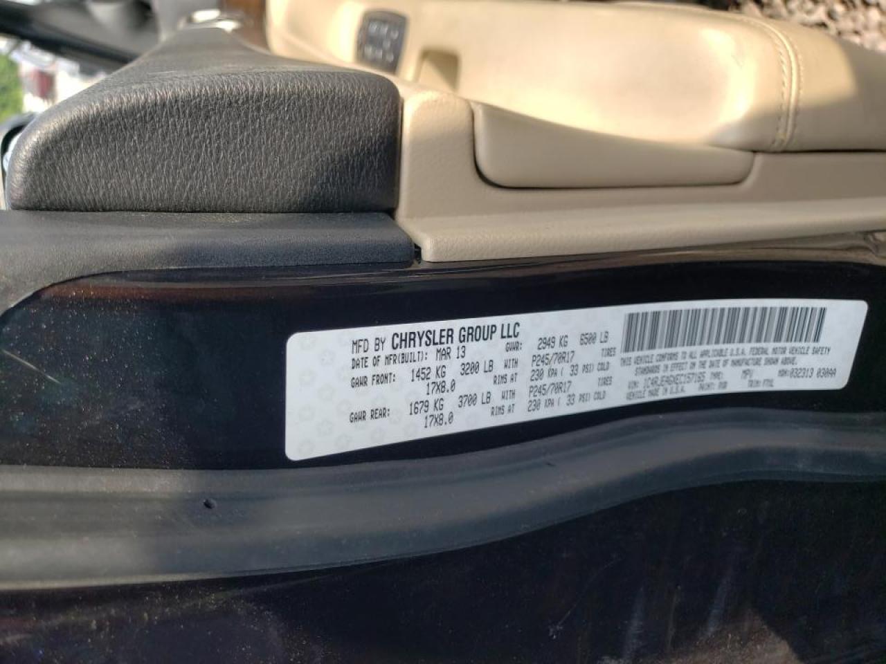 Photo 10 from auction – 2014 JEEP GRAND CHER with VIN 1C4RJEAGXEC157165