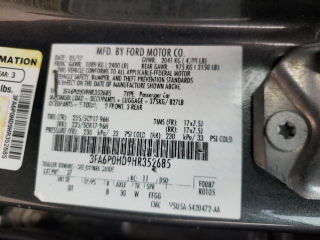 Photo 10 from auction – 2017 FORD FUSION SE with VIN 3FA6P0HD9HR352685