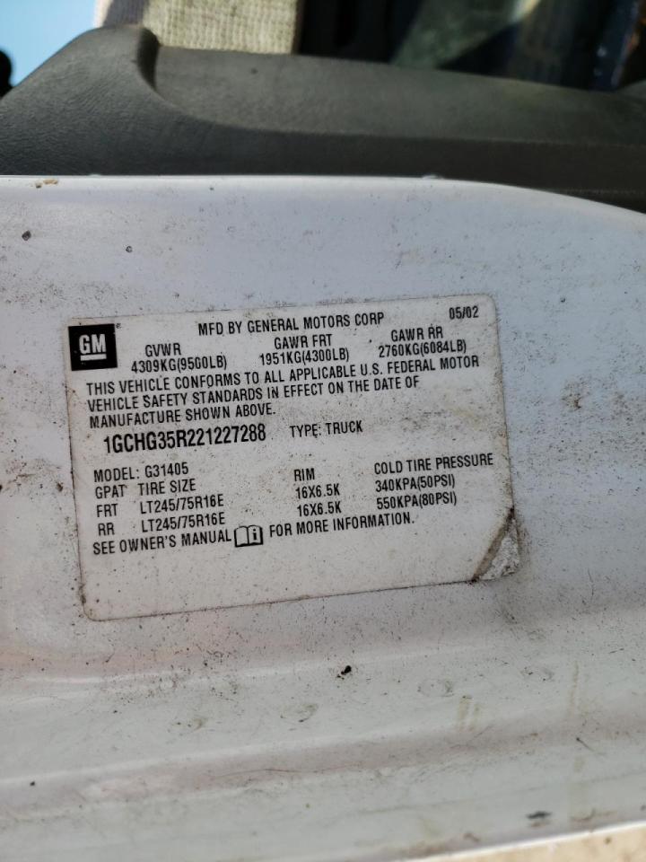 Photo 10 from auction – 2002 CHEVROLET EXPRESS G3 with VIN 1GCHG35R221227288
