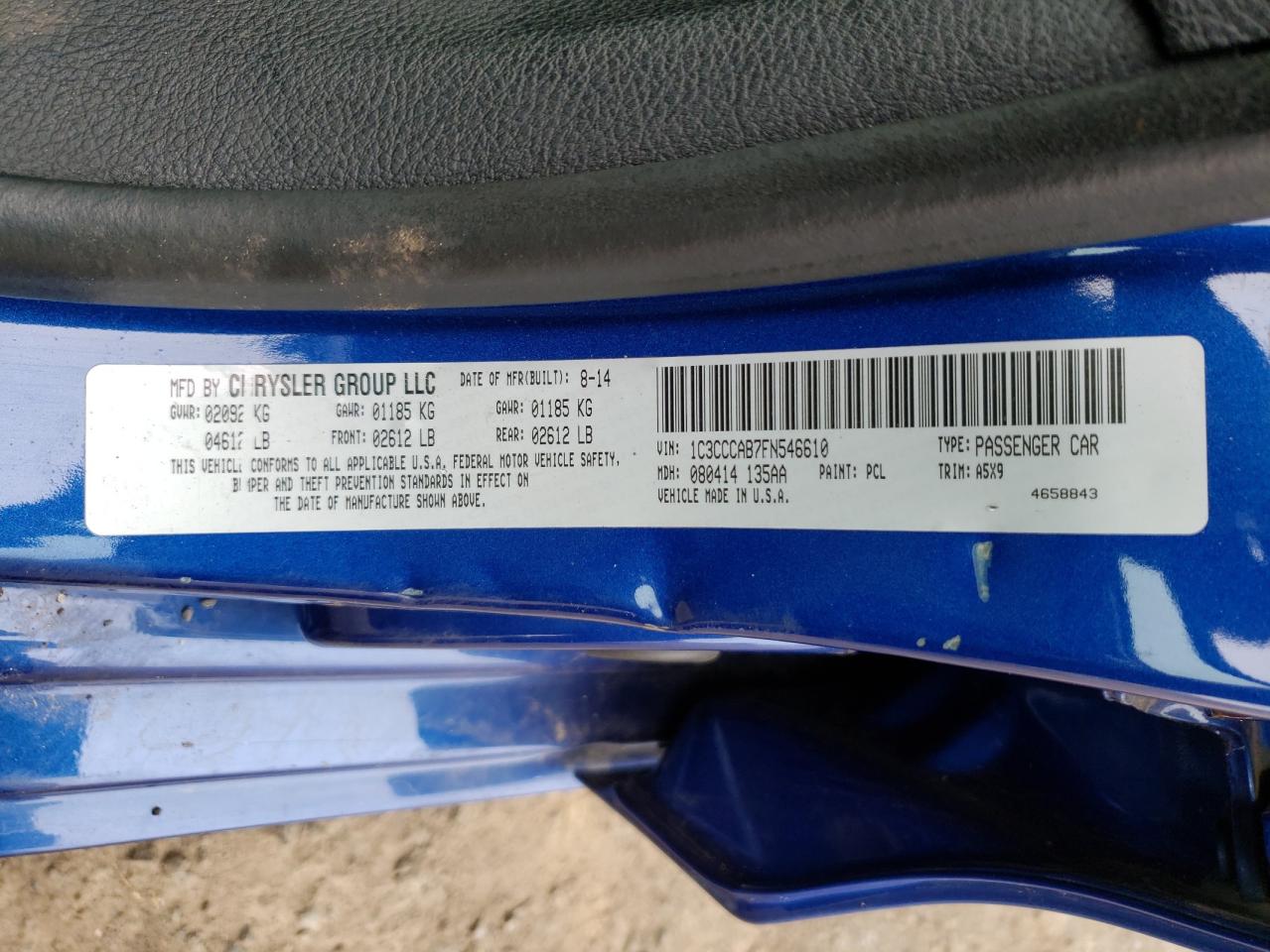 Photo 10 from auction – 2015 CHRYSLER 200 LIMITE with VIN 1C3CCCAB7FN546610