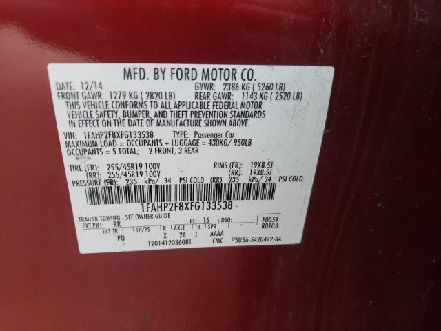 Photo 10 from auction – 2015 FORD TAURUS LIM with VIN 1FAHP2F8XFG133538