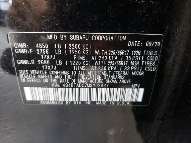 Photo 10 from auction – 2021 SUBARU OUTBACK PR with VIN 4S4BTADC7M3102437