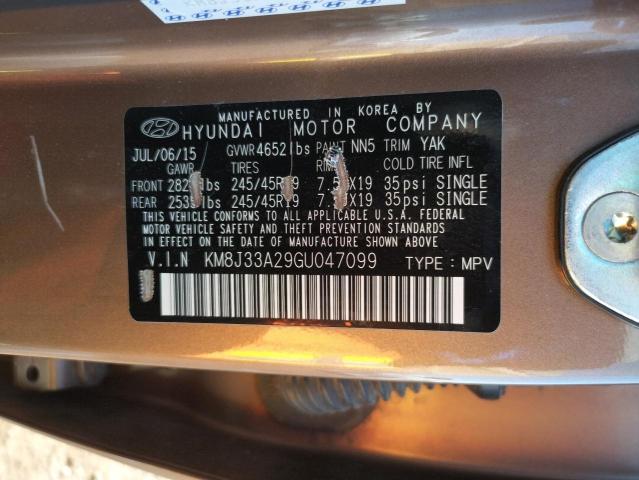 Photo 10 from auction – 2016 HYUNDAI TUCSON LIM with VIN KM8J33A29GU047099