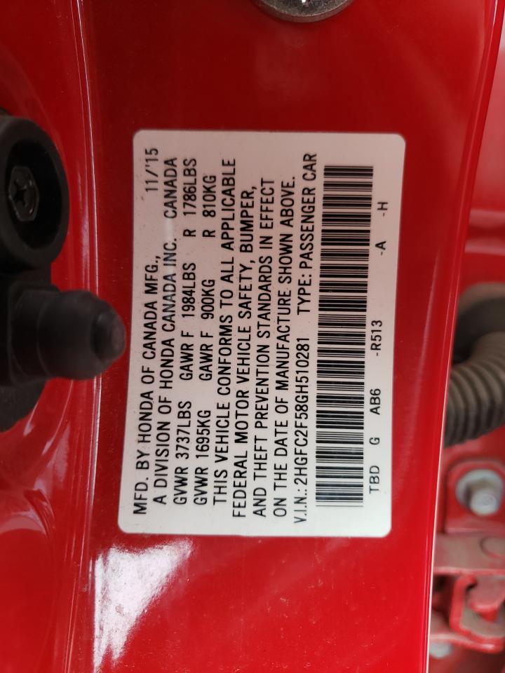 Photo 10 from auction – 2016 HONDA CIVIC LX with VIN 2HGFC2F58GH510281