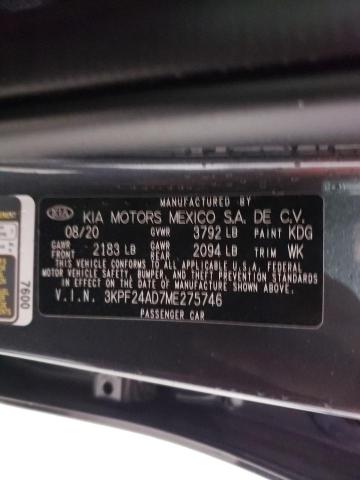 Photo 10 from auction – 2021 KIA FORTE FE with VIN 3KPF24AD7ME275746