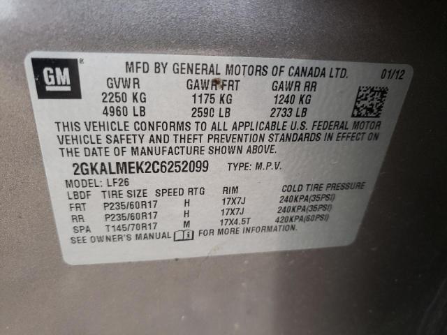 Photo 10 from auction – 2012 GMC TERRAIN SL with VIN 2GKALMEK2C6252099