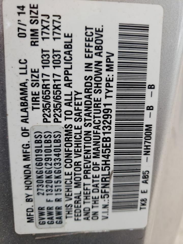 Photo 10 from auction – 2014 HONDA ODYSSEY EX with VIN 5FNRL5H45EB132991