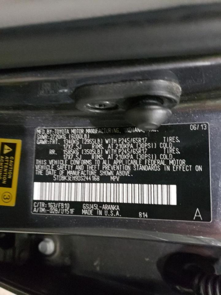 Photo 10 from auction – 2013 TOYOTA HIGHLANDER with VIN 5TDBK3EH9DS244168