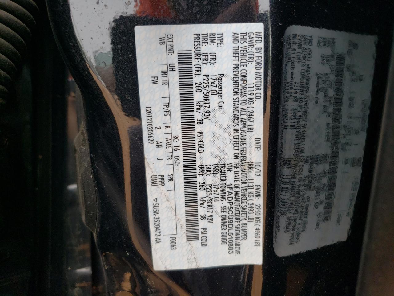Photo 10 from auction – 2013 FORD C-MAX PREM with VIN 1FADP5CU9DL510883