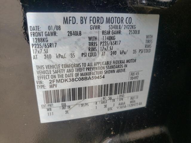 Photo 10 from auction – 2008 FORD EDGE SEL with VIN 2FMDK38C08BA59454