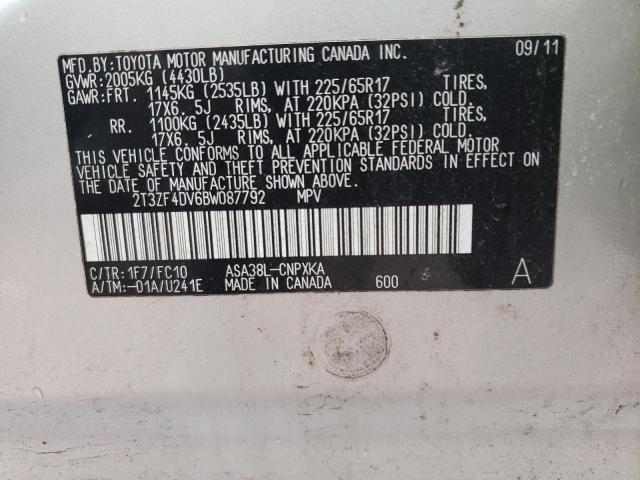 Photo 10 from auction – 2011 TOYOTA RAV4 with VIN 2T3ZF4DV6BW087792
