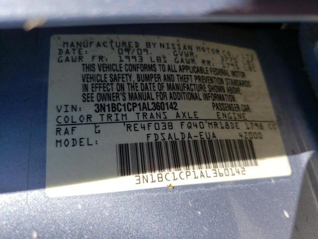 Photo 10 from auction – 2010 NISSAN VERSA S with VIN 3N1BC1CP1AL360142