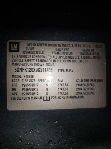 Photo 10 from auction – 2009 CHEVROLET AVALANCHE with VIN 3GNFK120X9G211486