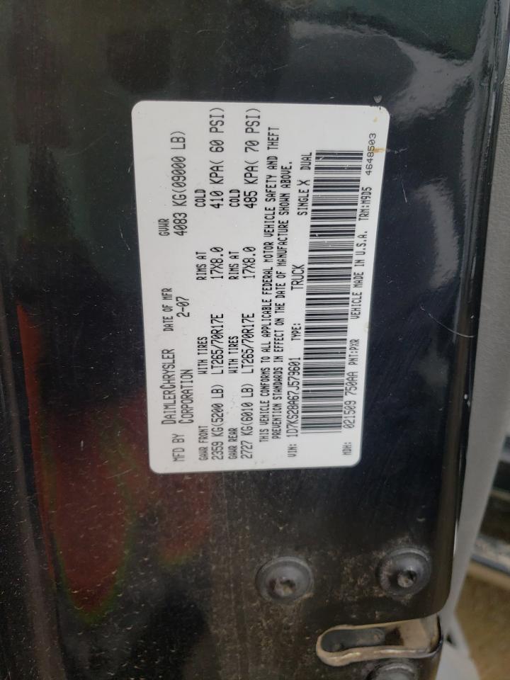 Photo 10 from auction – 2007 DODGE RAM 2500 S with VIN 1D7KS28A67J579601