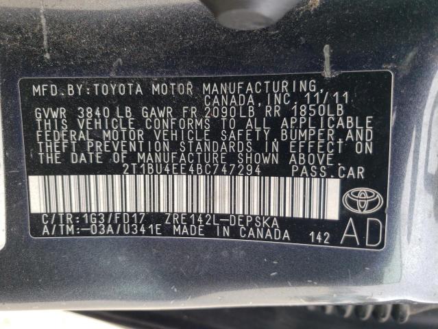 Photo 10 from auction – 2011 TOYOTA COROLLA BA with VIN 2T1BU4EE4BC747294