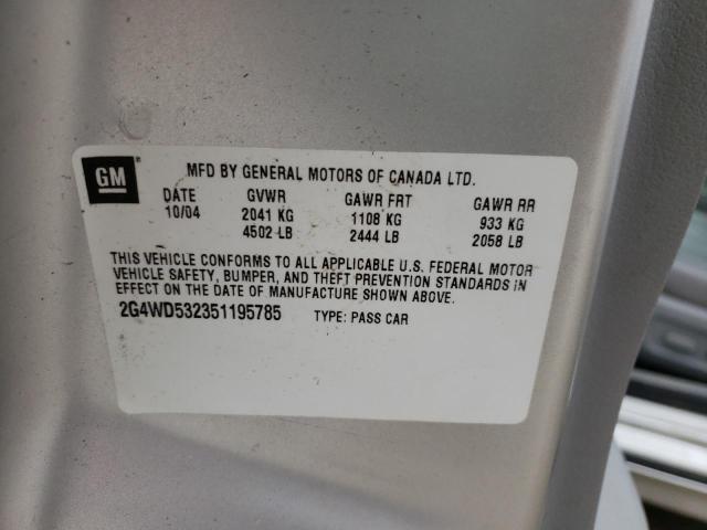 Photo 10 from auction – 2005 BUICK LACROSSE C with VIN 2G4WD532351195785