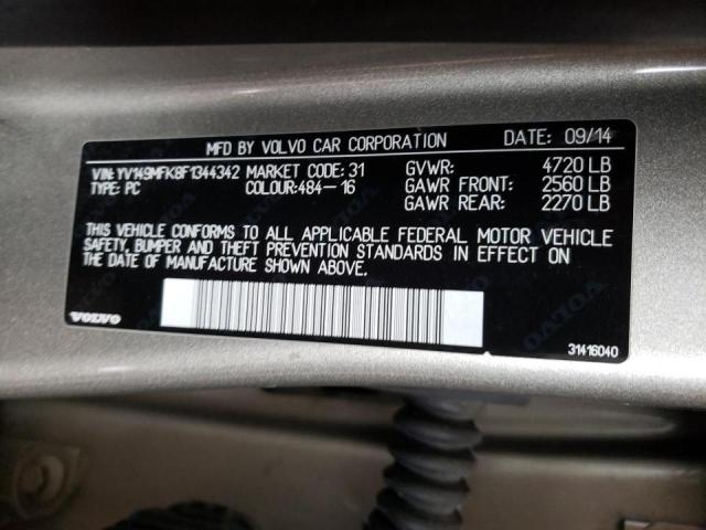 Photo 10 from auction – 2015 VOLVO S60 PREMIE with VIN YV149MFK8F1344342