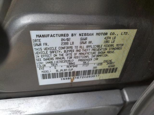 Photo 10 from auction – 2002 NISSAN ALTIMA SE with VIN 1N4BL11E72C253517