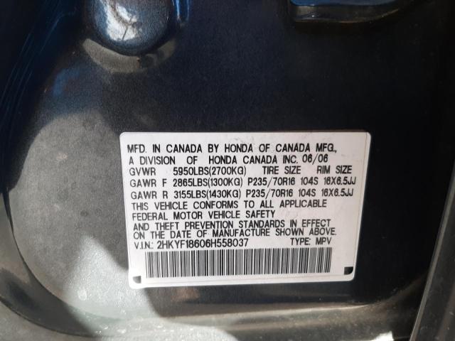 Photo 10 from auction – 2006 HONDA PILOT EX with VIN 2HKYF18606H558037