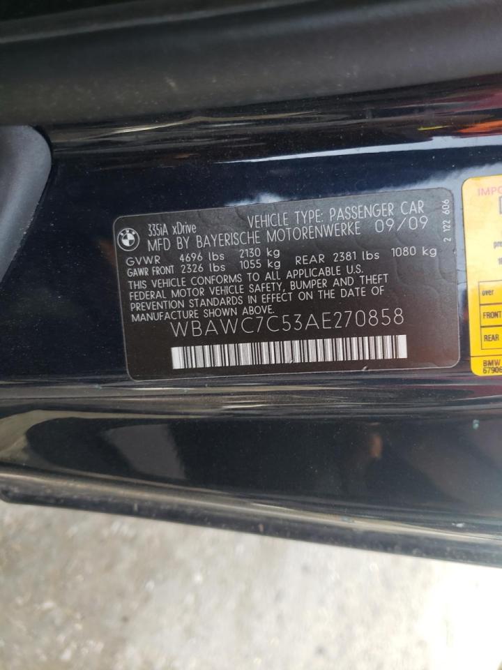 Photo 10 from auction – 2010 BMW 335 XI with VIN WBAWC7C53AE270858