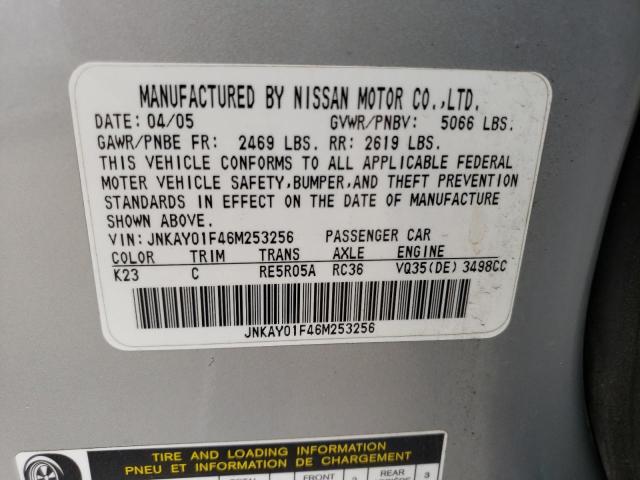 Photo 10 from auction – 2006 INFINITI M35 BASE with VIN JNKAY01F46M253256