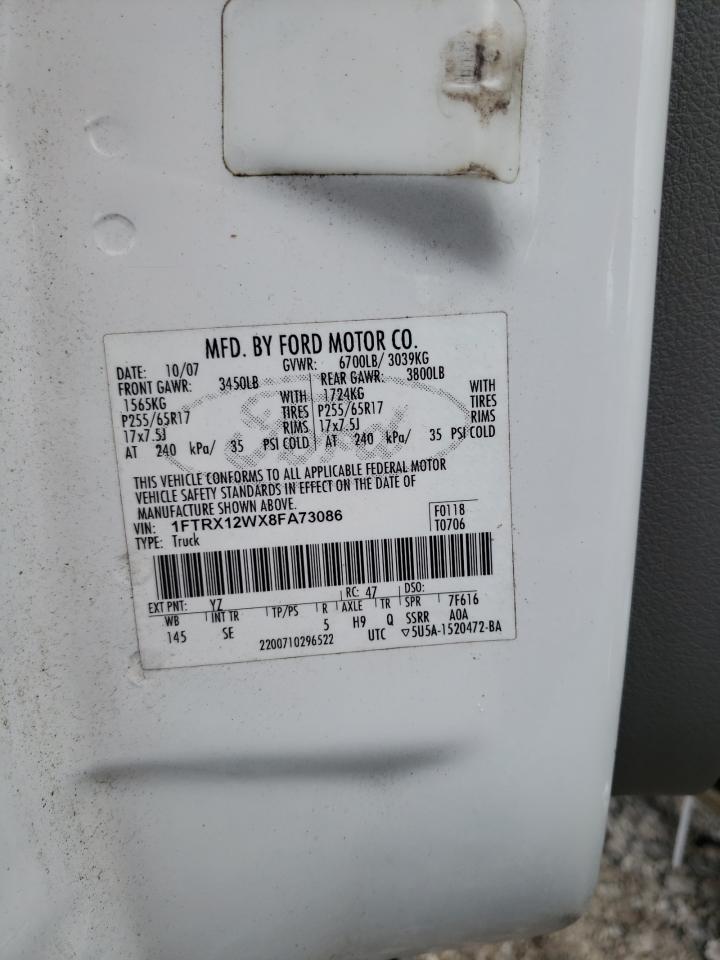 Photo 10 from auction – 2008 FORD F150 with VIN 1FTRX12WX8FA73086