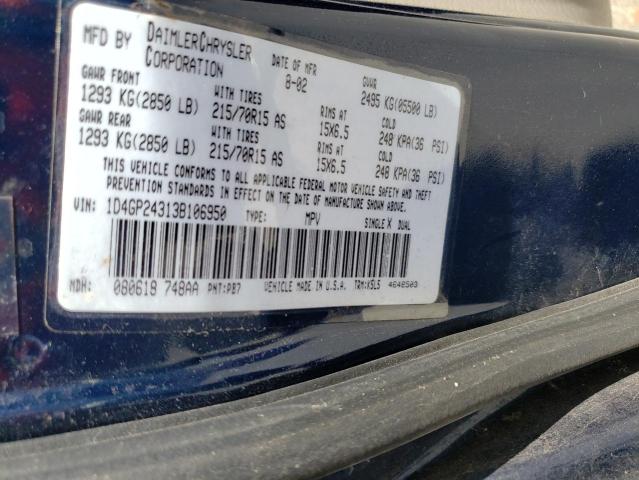 Photo 10 from auction – 2003 DODGE GRAND CARA with VIN 1D4GP24313B106950
