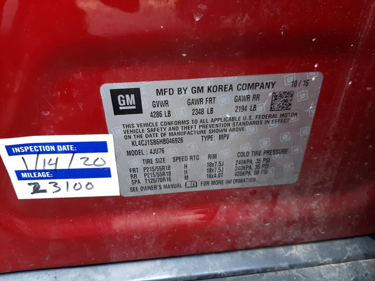 Photo 10 from auction – 2017 BUICK ENCORE SPO with VIN KL4CJ1SB6HB046926
