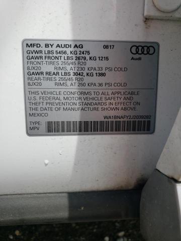 Photo 10 from auction – 2018 AUDI Q5 PREMIUM with VIN WA1BNAFY2J2039282