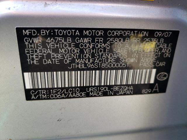 Foto 10 de la subasta – 2008 LEXUS GS 460 con VIN JTHBL96S185000051