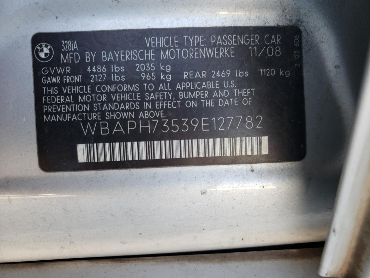 Photo 10 from auction – 2009 BMW 328 I with VIN WBAPH73539E127782