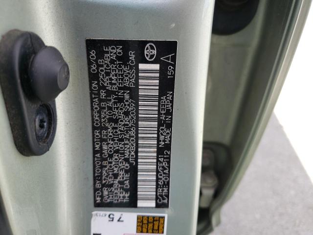 Photo 10 from auction – 2006 TOYOTA PRIUS with VIN JTDKB20U867520397