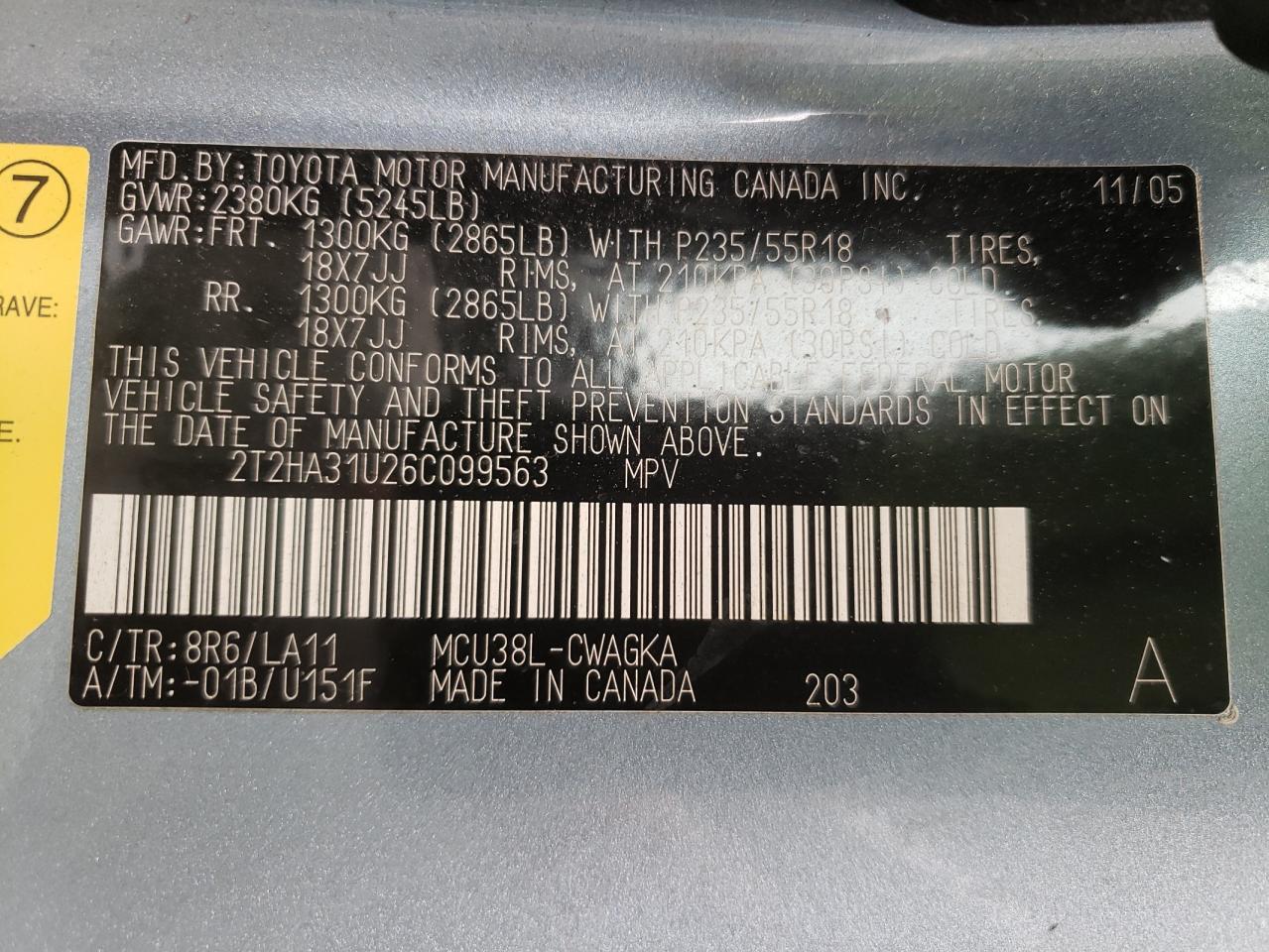 Photo 10 from auction – 2006 LEXUS RX 330 with VIN 2T2HA31U26C099563