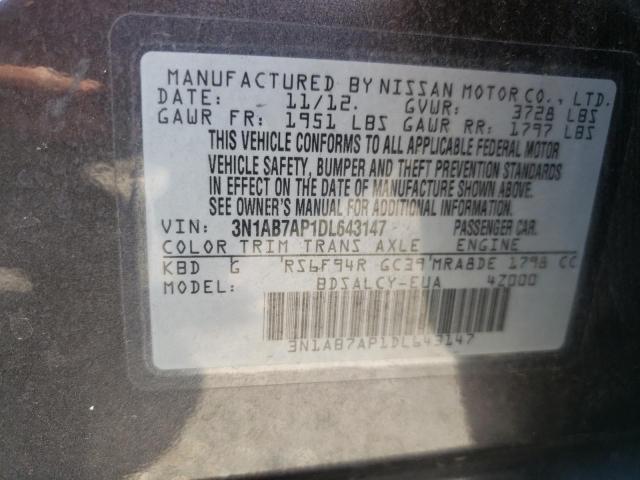 Photo 10 from auction – 2013 NISSAN SENTRA S with VIN 3N1AB7AP1DL643147