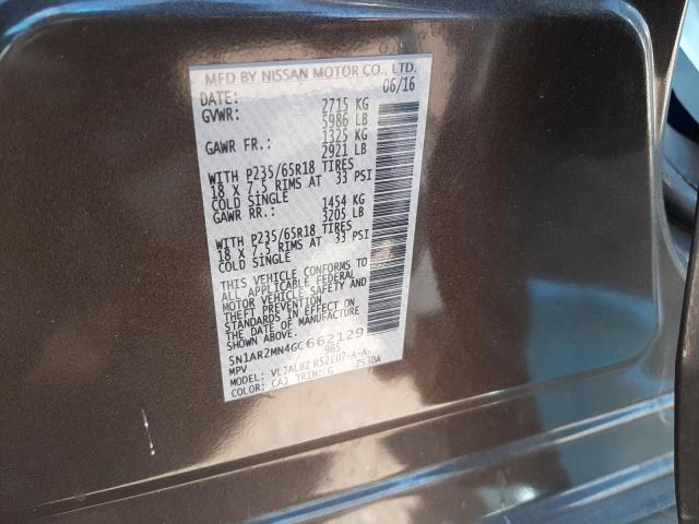 Photo 10 from auction – 2016 NISSAN PATHFINDER with VIN 5N1AR2MN4GC662129